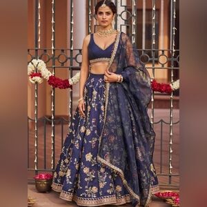 Elegant Blue Floral Lehenga